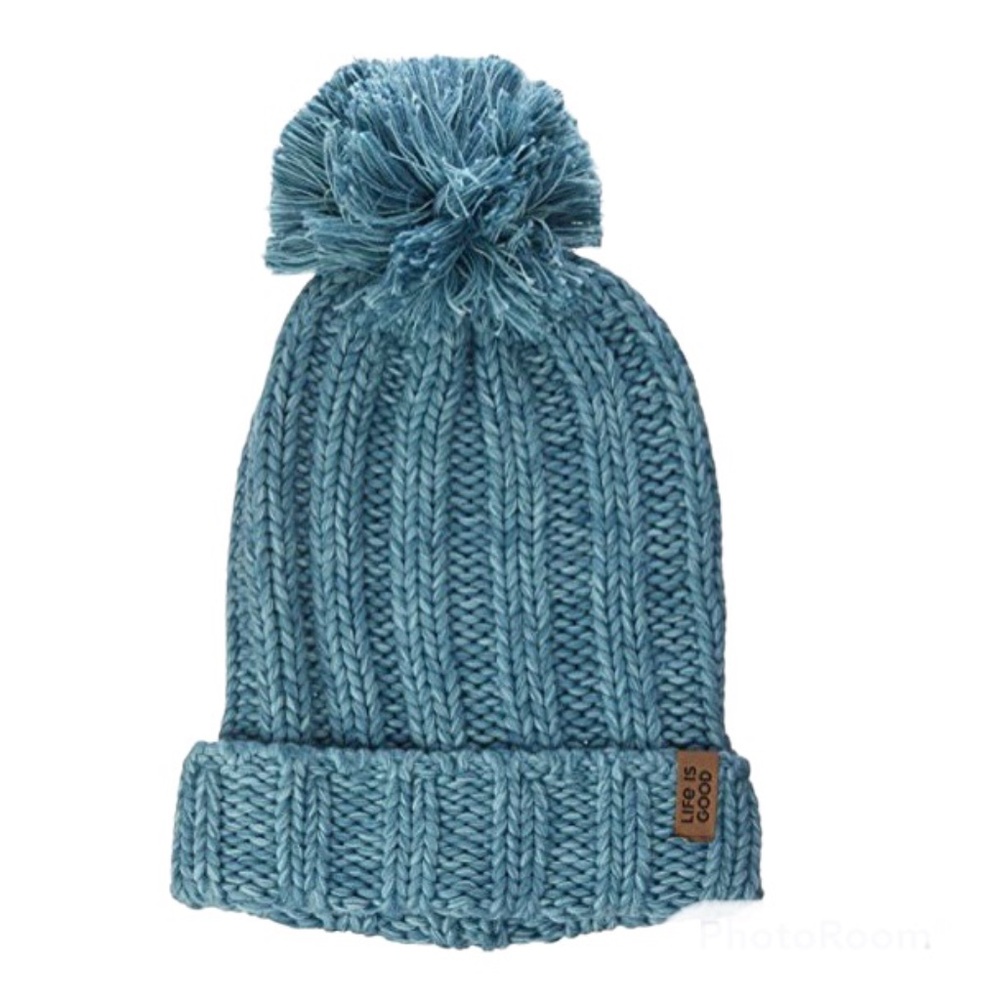 Life is Good Slouch Pom Beanie Knit Winter Hat